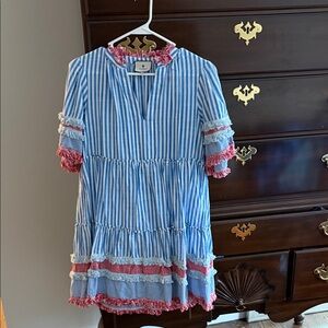 Blue and Pink Striped Kids Dress